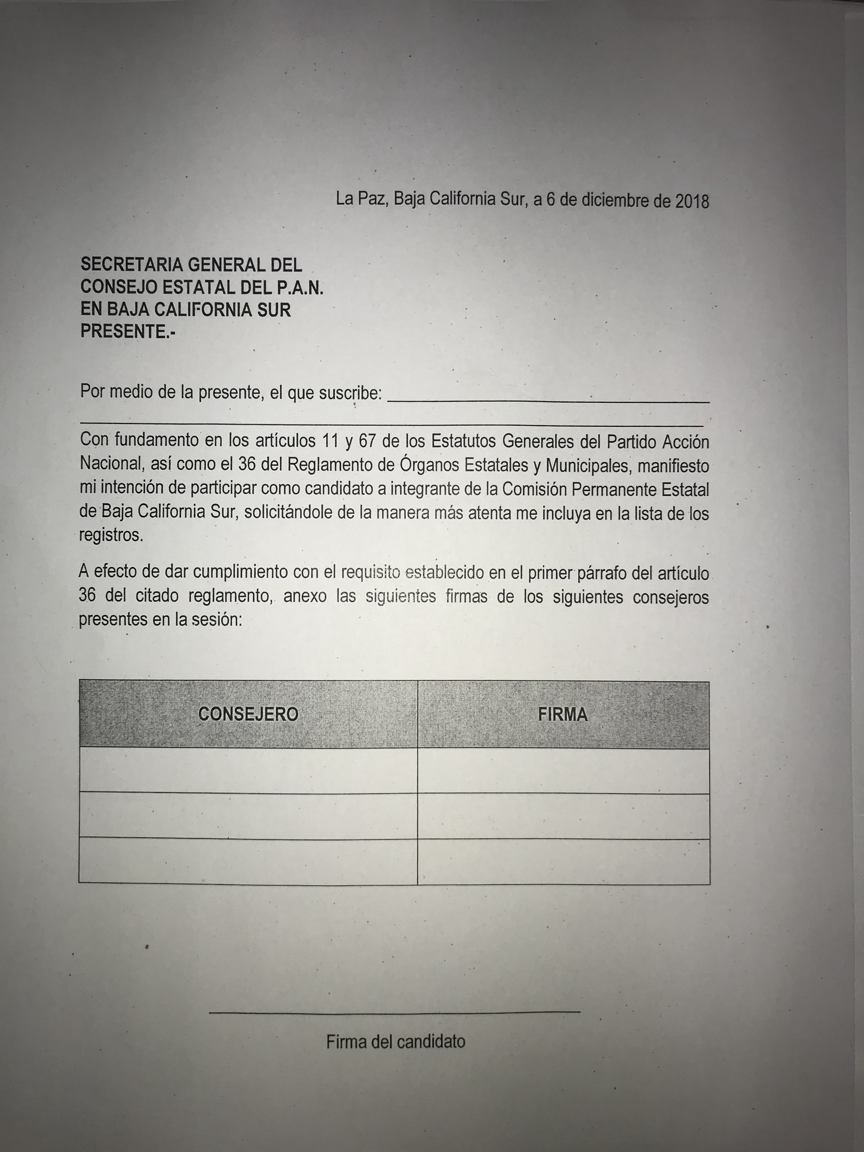 Formato De Recolección De Firmas Para Participar Como Candidato A La ...